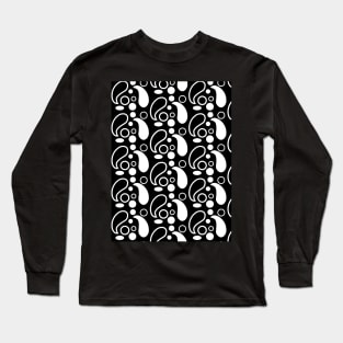 black and white paisley pattern Long Sleeve T-Shirt